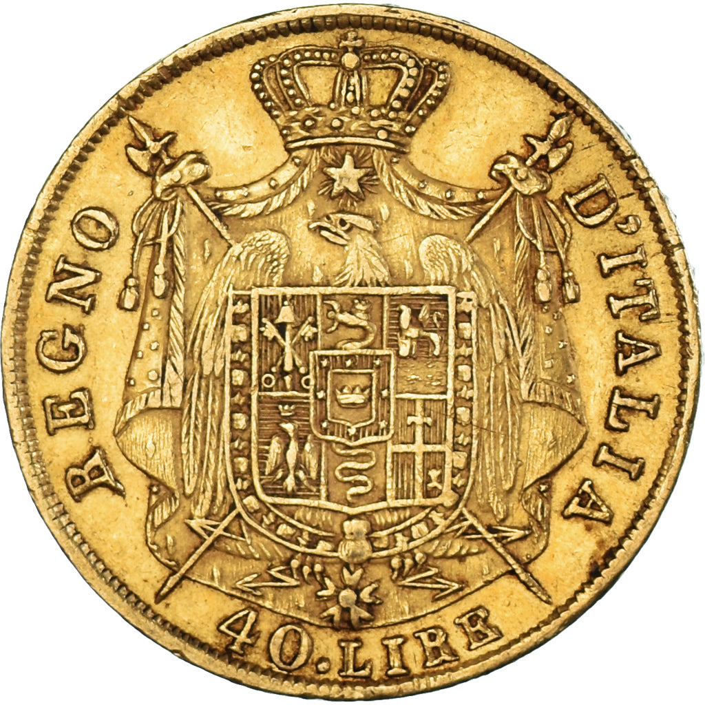Moneta, STATI ITALIANI, KINGDOM OF NAPOLEON, Napoleon I, 40 Lire, 1810, Milan