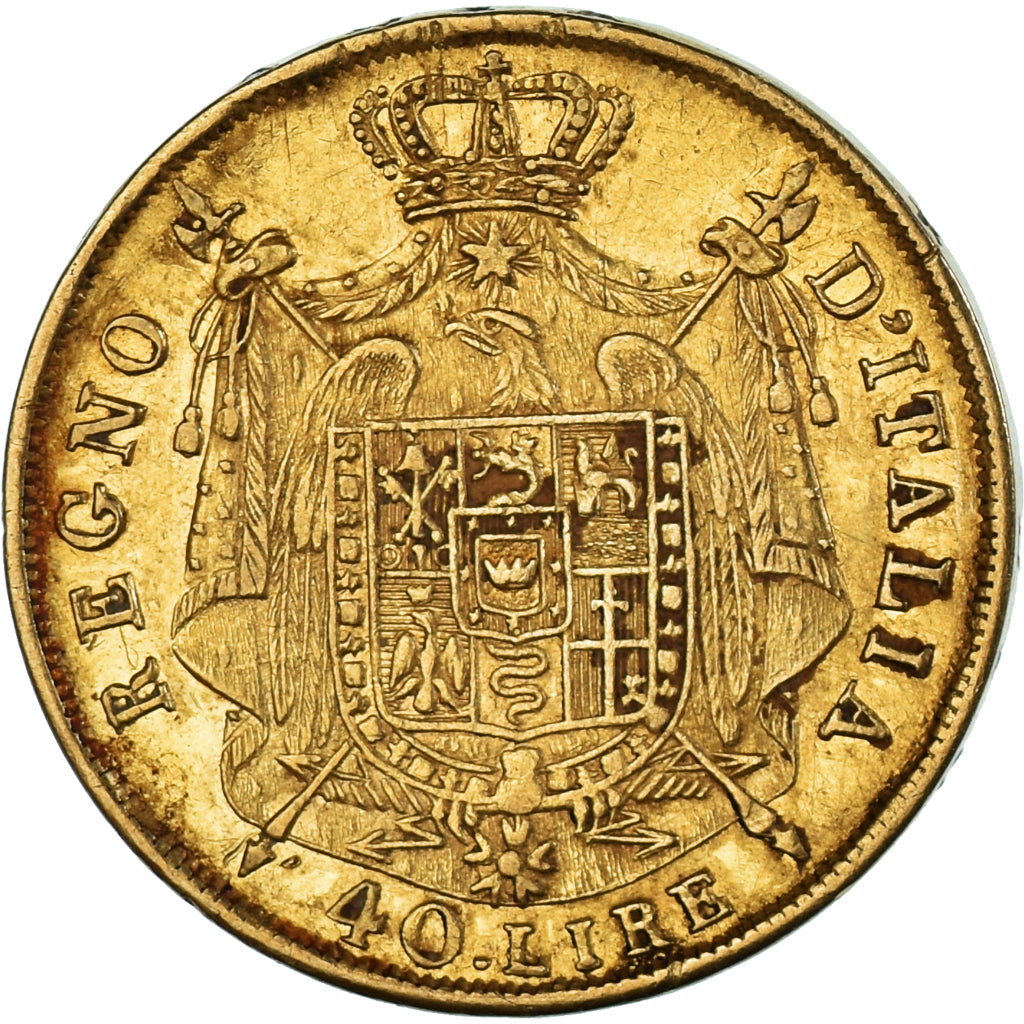 Monnaie, États italiens, KINGDOM OF NAPOLEON, Napoleon I, 40 Lire, 1814, Milan