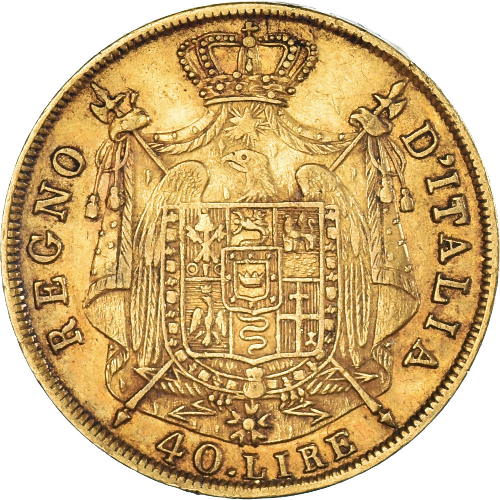 Moeda, ESTADOS ITALIANOS, KINGDOM OF NAPOLEON, Napoleon I, 40 Lire, 1814, Milan