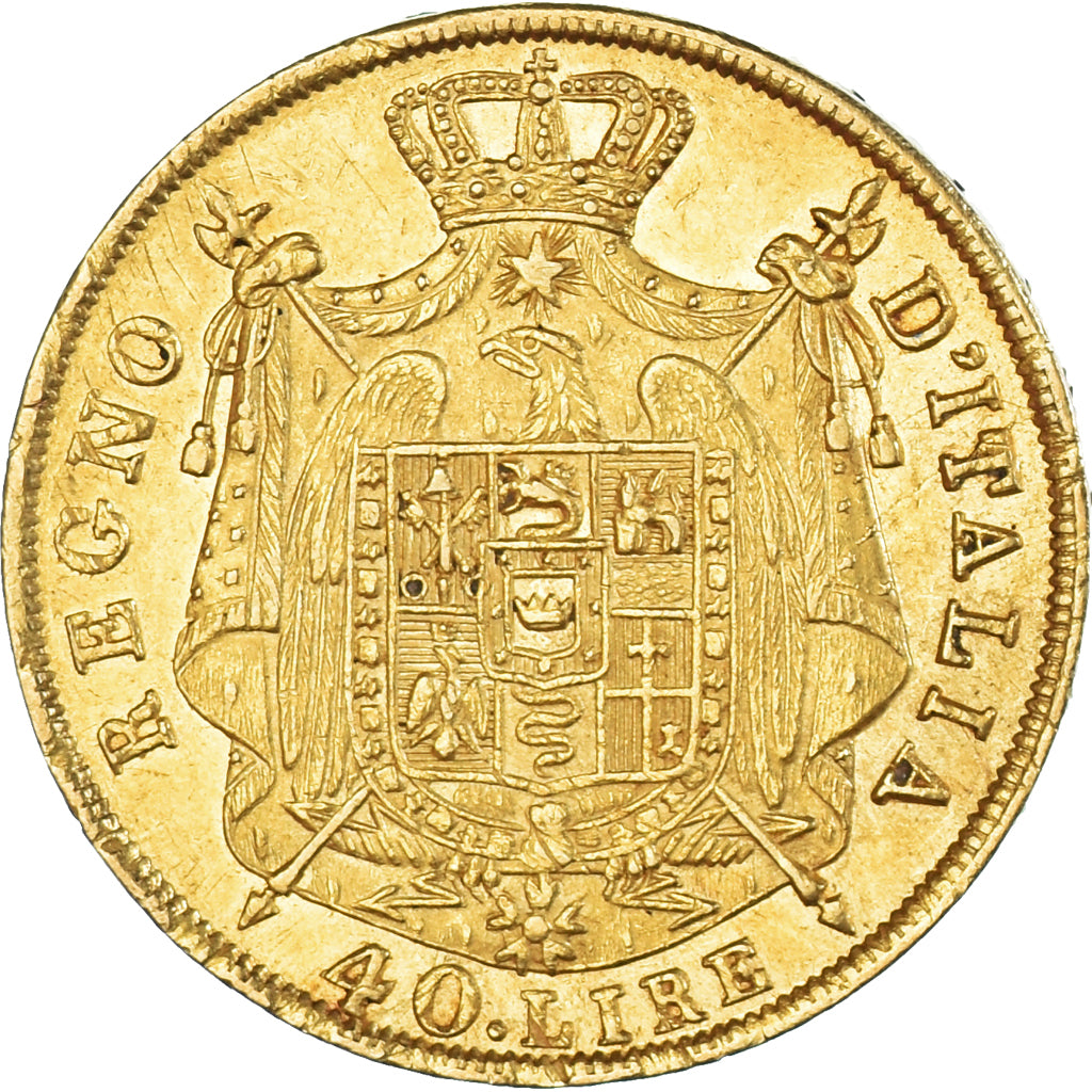 Monnaie, États italiens, KINGDOM OF NAPOLEON, Napoleon I, 40 Lire, 1814, Milan