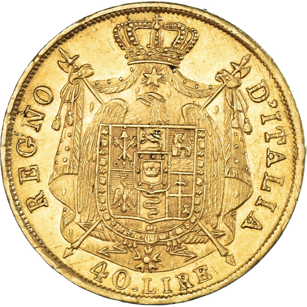 Münze, Italien Staaten, KINGDOM OF NAPOLEON, Napoleon I, 40 Lire, 1814, Milan