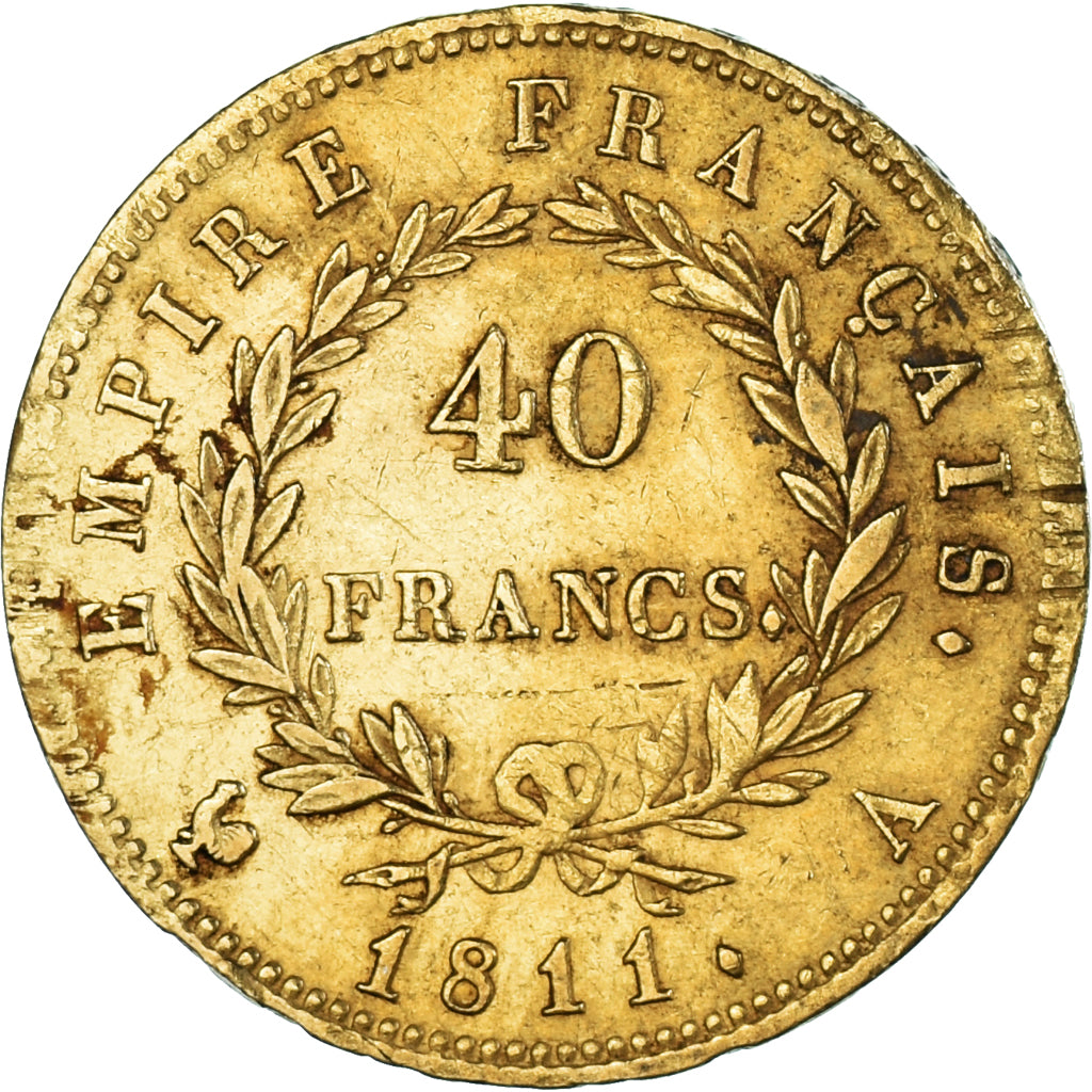 Munten, Frankrijk, Napoleon I, 40 Francs, 1811, Paris, FR+, Goud, KM:696.1