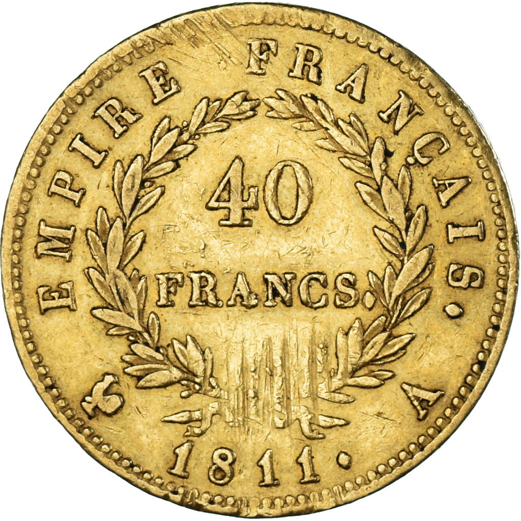 Münze, Frankreich, Napoleon I, 40 Francs, 1811, Paris, S+, Gold, KM:696.1