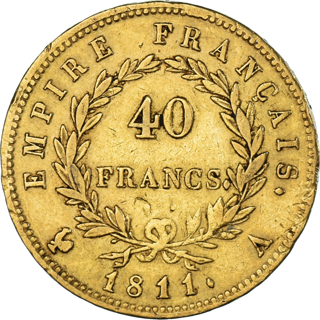 Munten, Frankrijk, Napoleon I, 40 Francs, 1811, Paris, ZF, Goud, KM:696.1