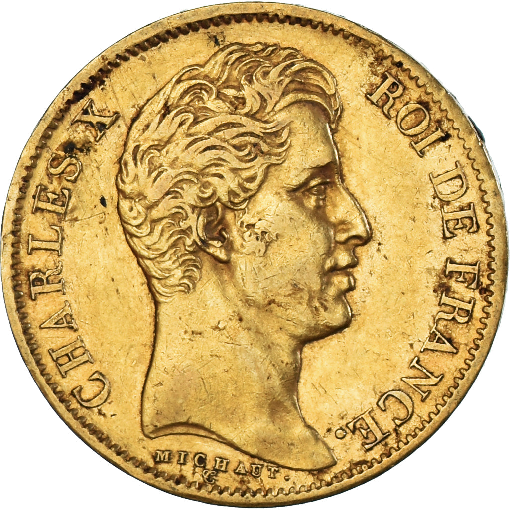 Munten, Frankrijk, Charles X, 40 Francs, 1828, Paris, ZF, Goud, KM:721.1