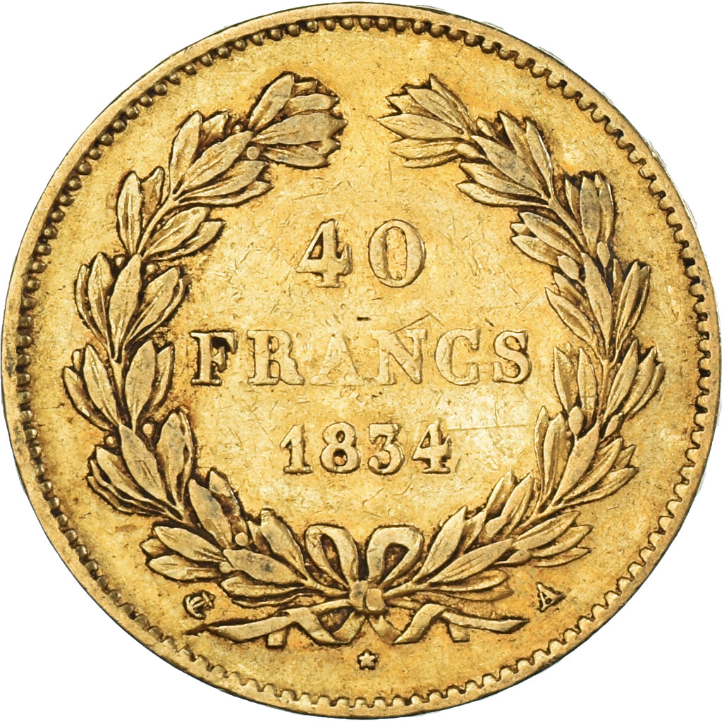Munten, Frankrijk, Louis-Philippe, 40 Francs, 1834, Paris, FR+, Goud, KM:747.1