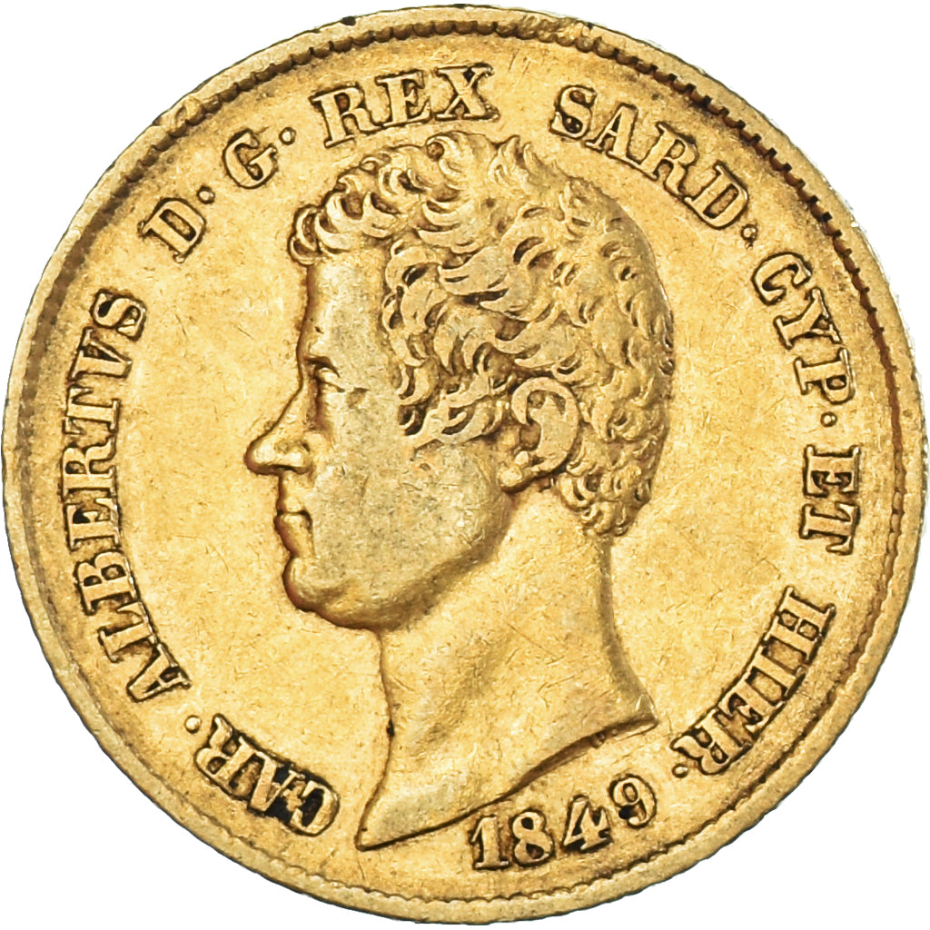 Moeda, ESTADOS ITALIANOS, SARDINIA, Carlo Alberto, 20 Lire, 1849, Genoa