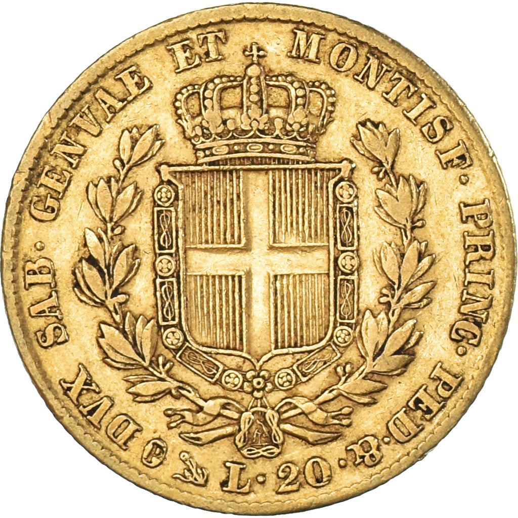 Moeda, ESTADOS ITALIANOS, SARDINIA, Carlo Alberto, 20 Lire, 1849, Genoa