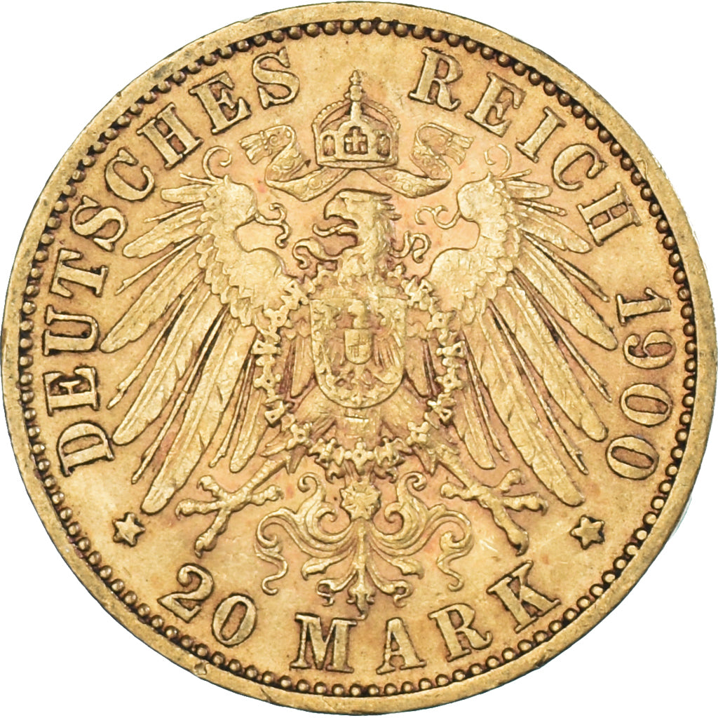 Monnaie, Etats allemands, WURTTEMBERG, Wilhelm II, 20 Mark, 1900, Freudenstadt