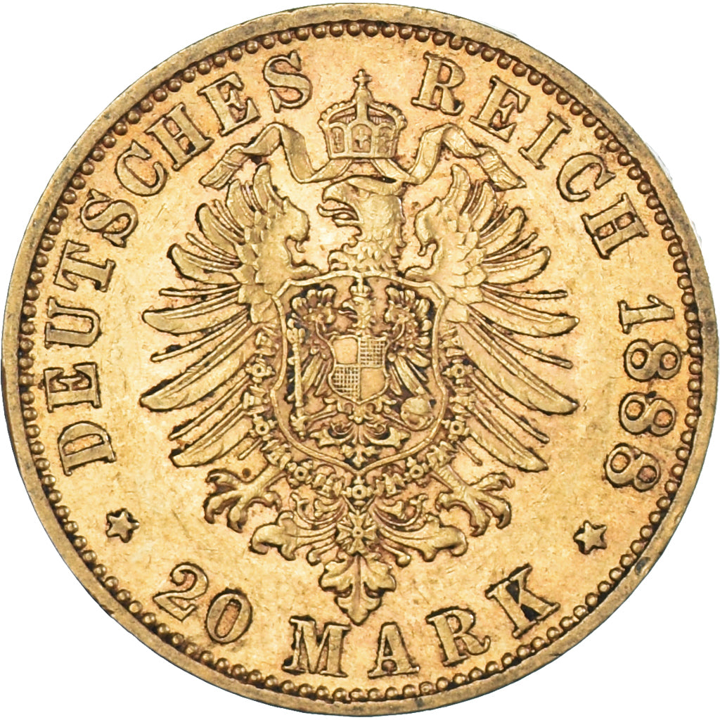 Moneta, Stati tedeschi, PRUSSIA, Friedrich III, 20 Mark, 1888, Berlin, BB+, Oro