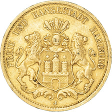 Coin, German States, HAMBURG, 20 Mark, 1878, Hamburg, EF(40-45), Gold, KM:602