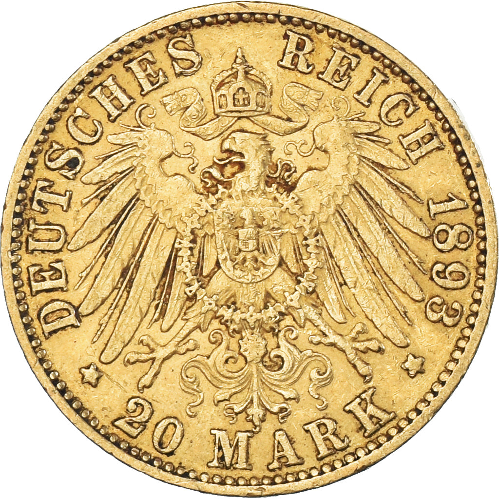 Monnaie, Etats allemands, HAMBURG, 20 Mark, 1893, Hamburg, TTB+, Or, KM:618