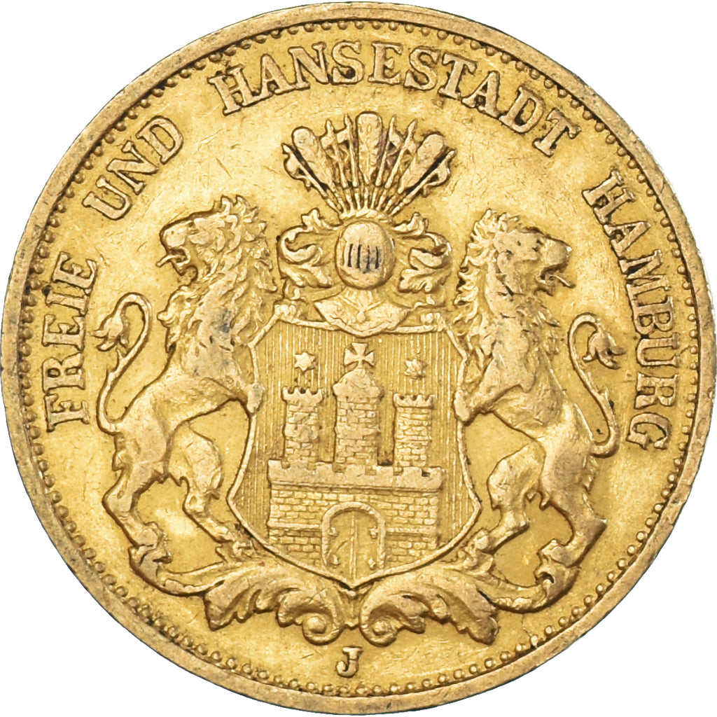 Moneda, Estados alemanes, HAMBURG, 20 Mark, 1895, Hamburg, MBC, Oro, KM:618