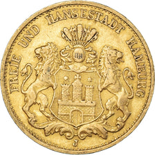 Moneda, Estados alemanes, HAMBURG, 20 Mark, 1895, Hamburg, MBC, Oro, KM:618
