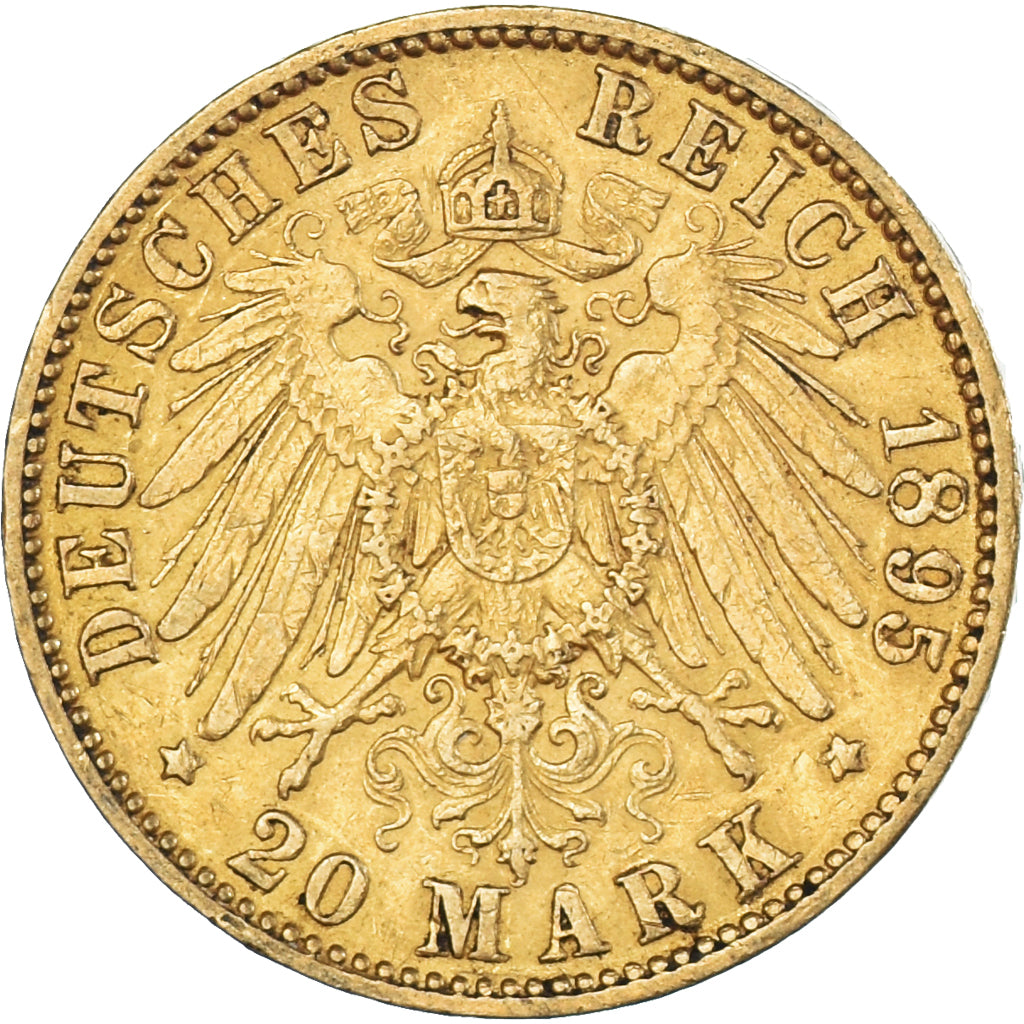 Moneda, Estados alemanes, HAMBURG, 20 Mark, 1895, Hamburg, MBC, Oro, KM:618