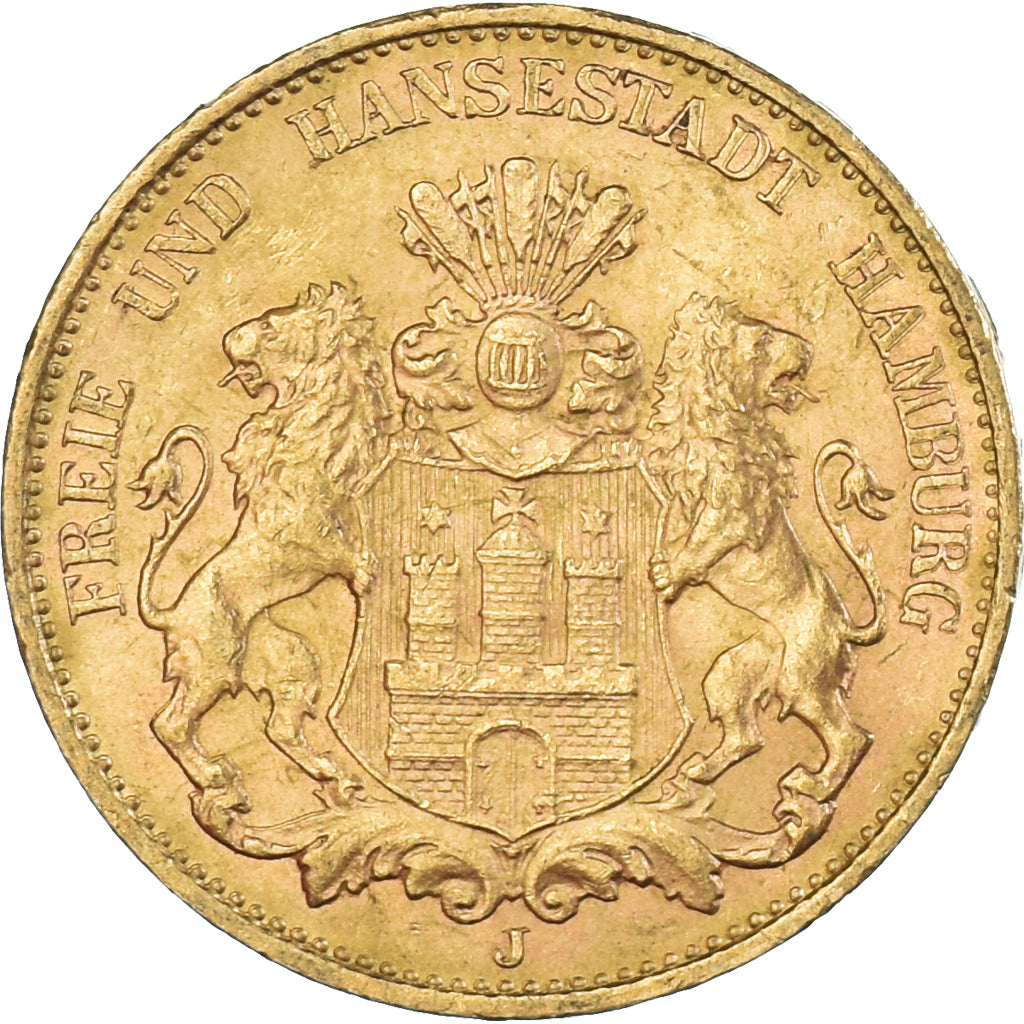 Coin, German States, HAMBURG, 20 Mark, 1913, Hamburg, AU(55-58), Gold, KM:618