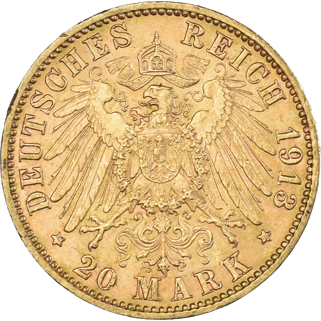 Coin, German States, HAMBURG, 20 Mark, 1913, Hamburg, AU(55-58), Gold, KM:618