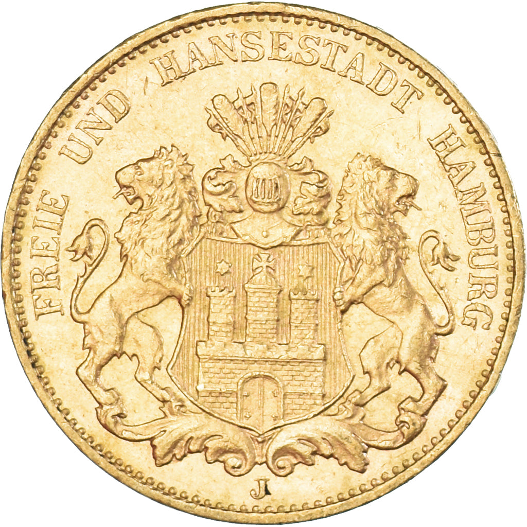Coin, German States, HAMBURG, 20 Mark, 1913, Hamburg, MS(60-62), Gold, KM:618