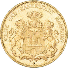 Coin, German States, HAMBURG, 20 Mark, 1913, Hamburg, MS(60-62), Gold, KM:618