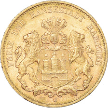 Coin, German States, HAMBURG, 20 Mark, 1913, Hamburg, AU(55-58), Gold, KM:618