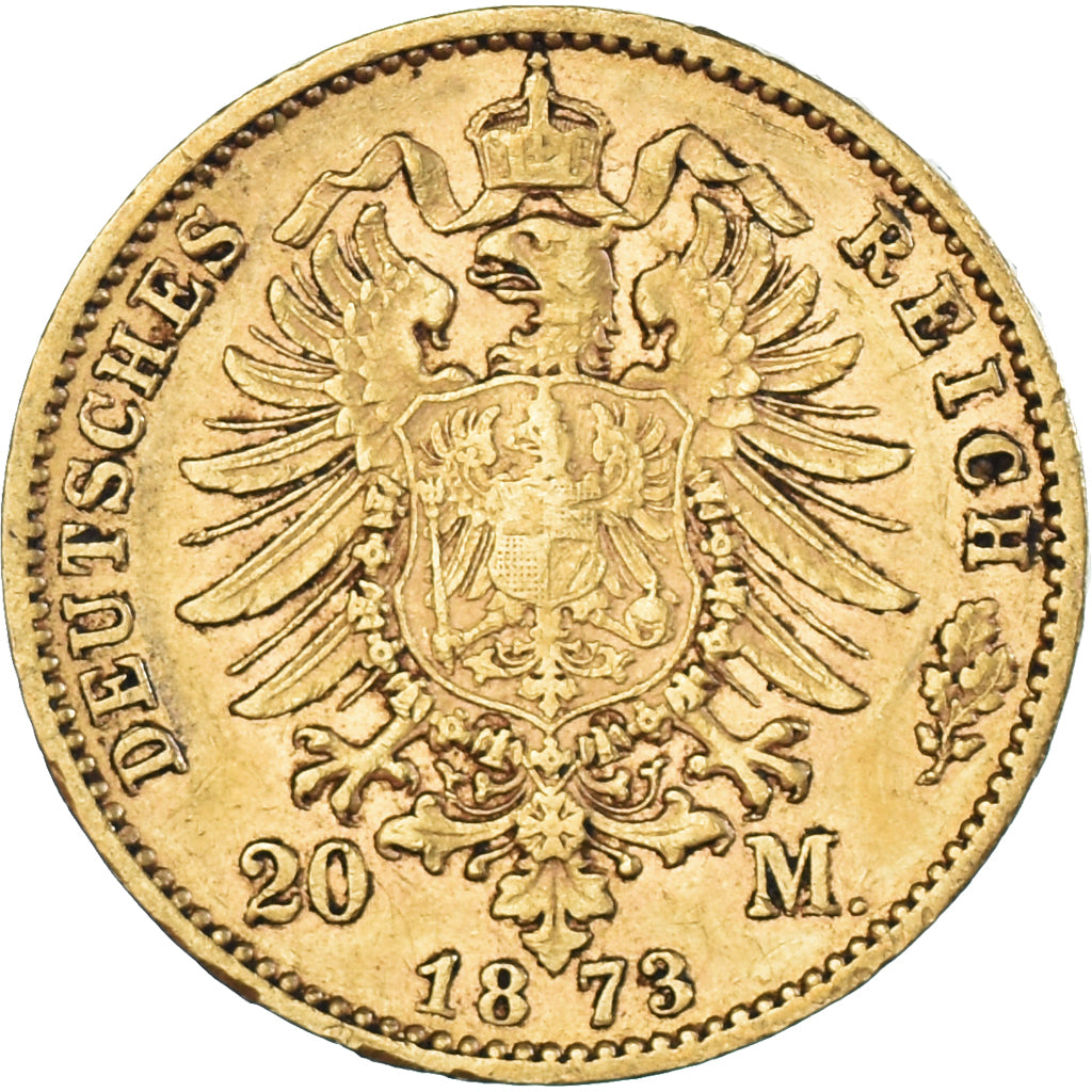 Coin, German States, PRUSSIA, Wilhelm I, 20 Mark, 1873, Hannover, EF(40-45)