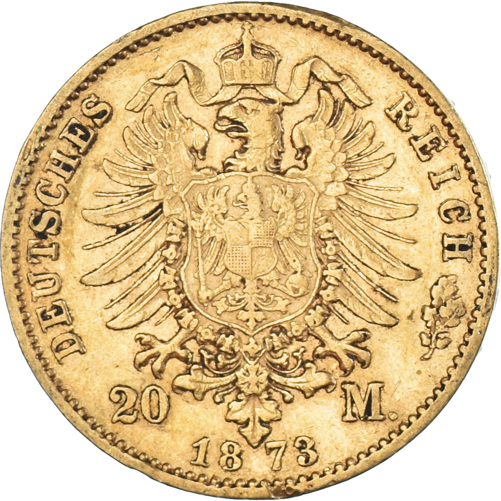 Coin, German States, PRUSSIA, Wilhelm I, 20 Mark, 1873, Hannover, EF(40-45)