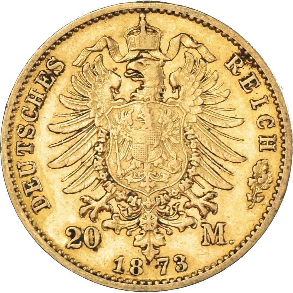 Coin, German States, PRUSSIA, Wilhelm I, 20 Mark, 1873, Hannover, EF(40-45)