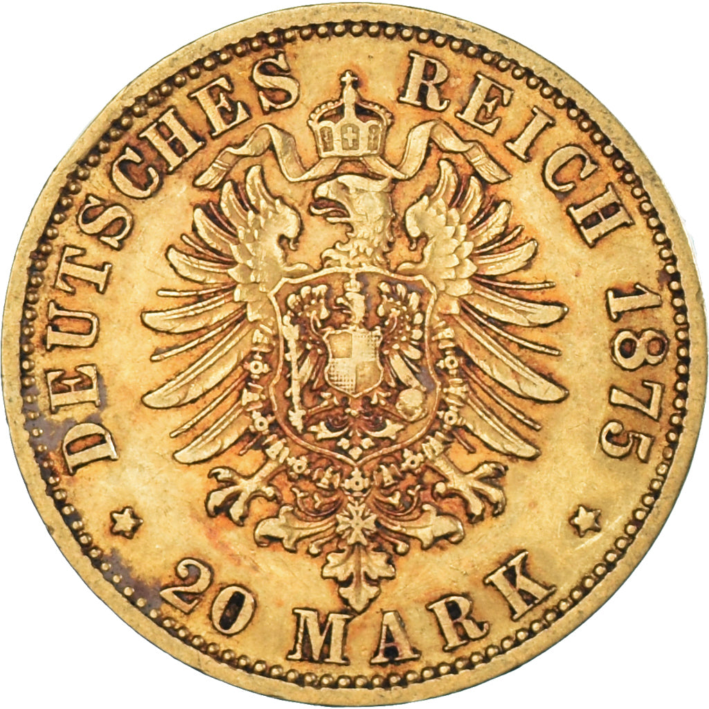 Coin, German States, PRUSSIA, Wilhelm I, 20 Mark, 1875, Berlin, EF(40-45), Gold