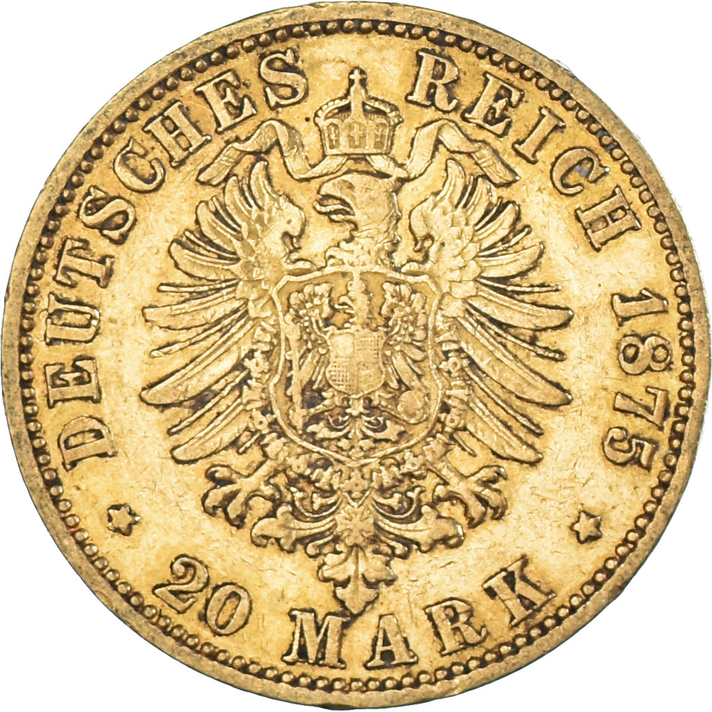 Coin, German States, PRUSSIA, Wilhelm I, 20 Mark, 1875, Berlin, EF(40-45), Gold
