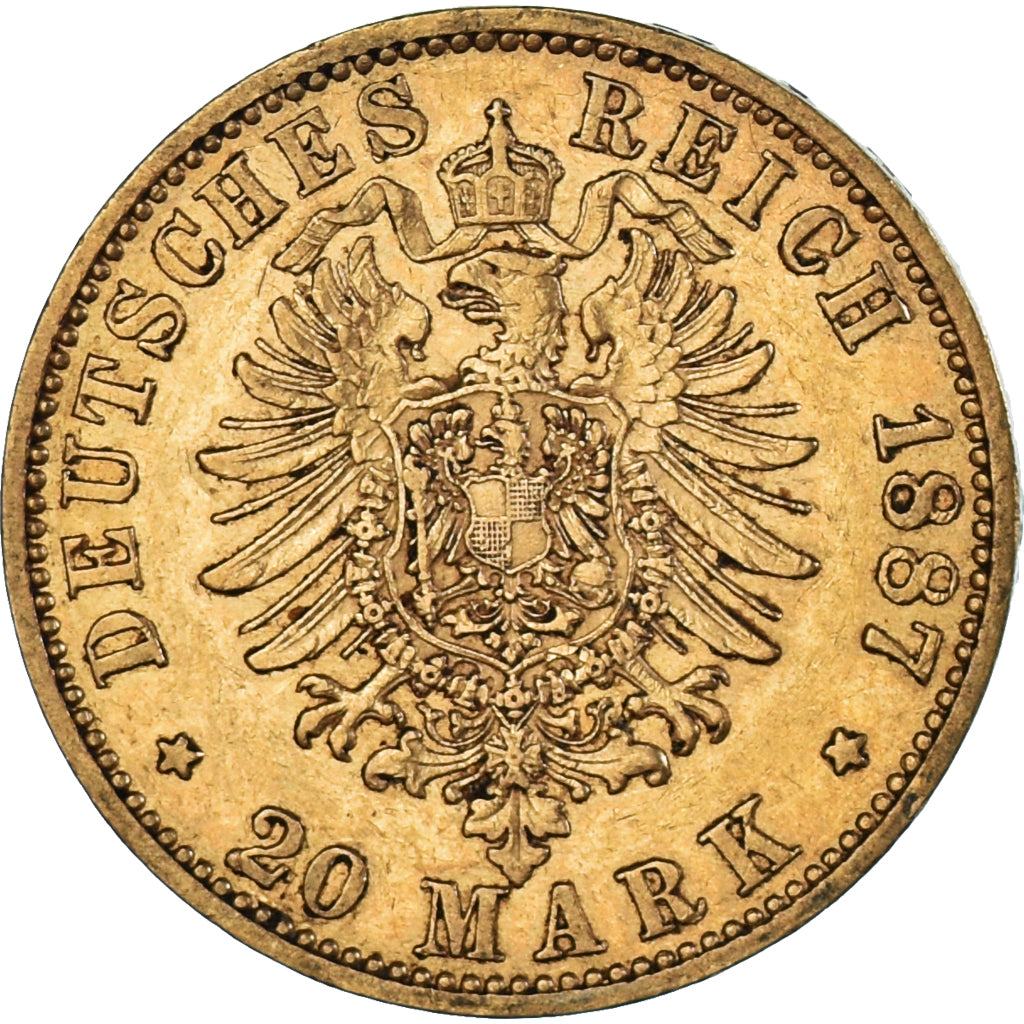 Monnaie, Etats allemands, PRUSSIA, Wilhelm I, 20 Mark, 1887, Berlin, TTB+, Or