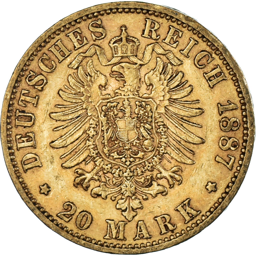 Monnaie, Etats allemands, PRUSSIA, Wilhelm I, 20 Mark, 1887, Berlin, TTB+, Or