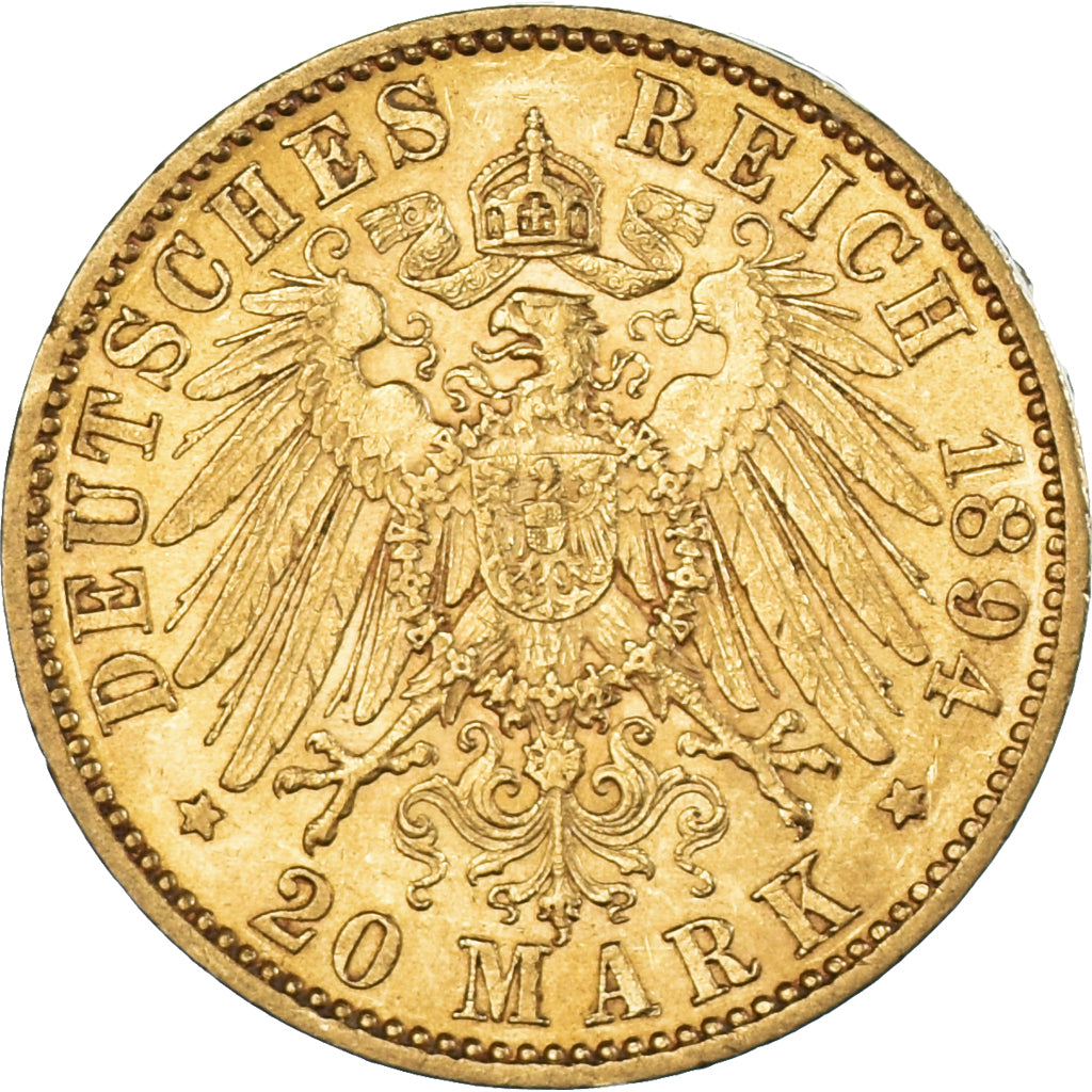Coin, German States, PRUSSIA, Wilhelm II, 20 Mark, 1894, Berlin, EF(40-45)