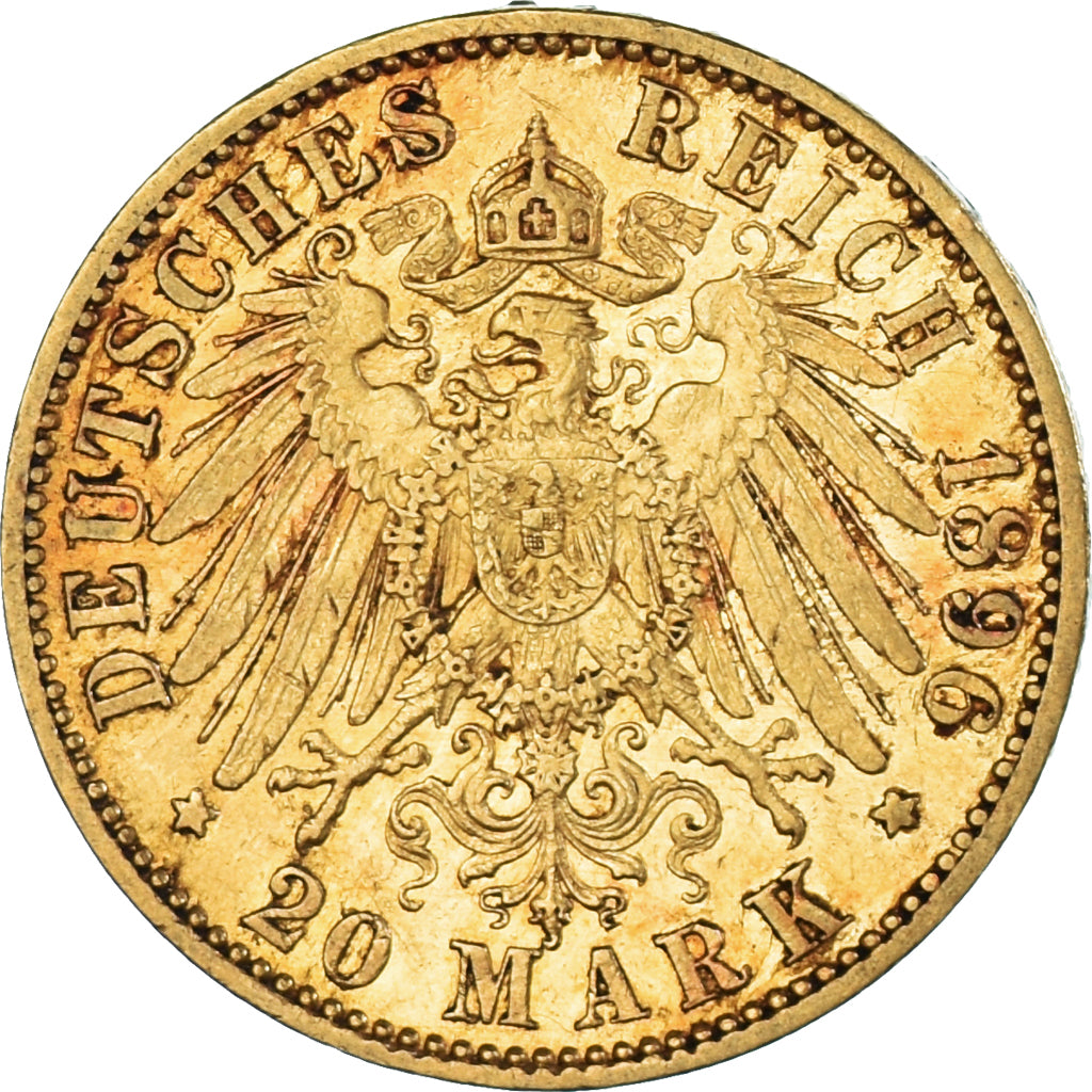 Moneta, Stati tedeschi, PRUSSIA, Wilhelm II, 20 Mark, 1896, Berlin, BB, Oro