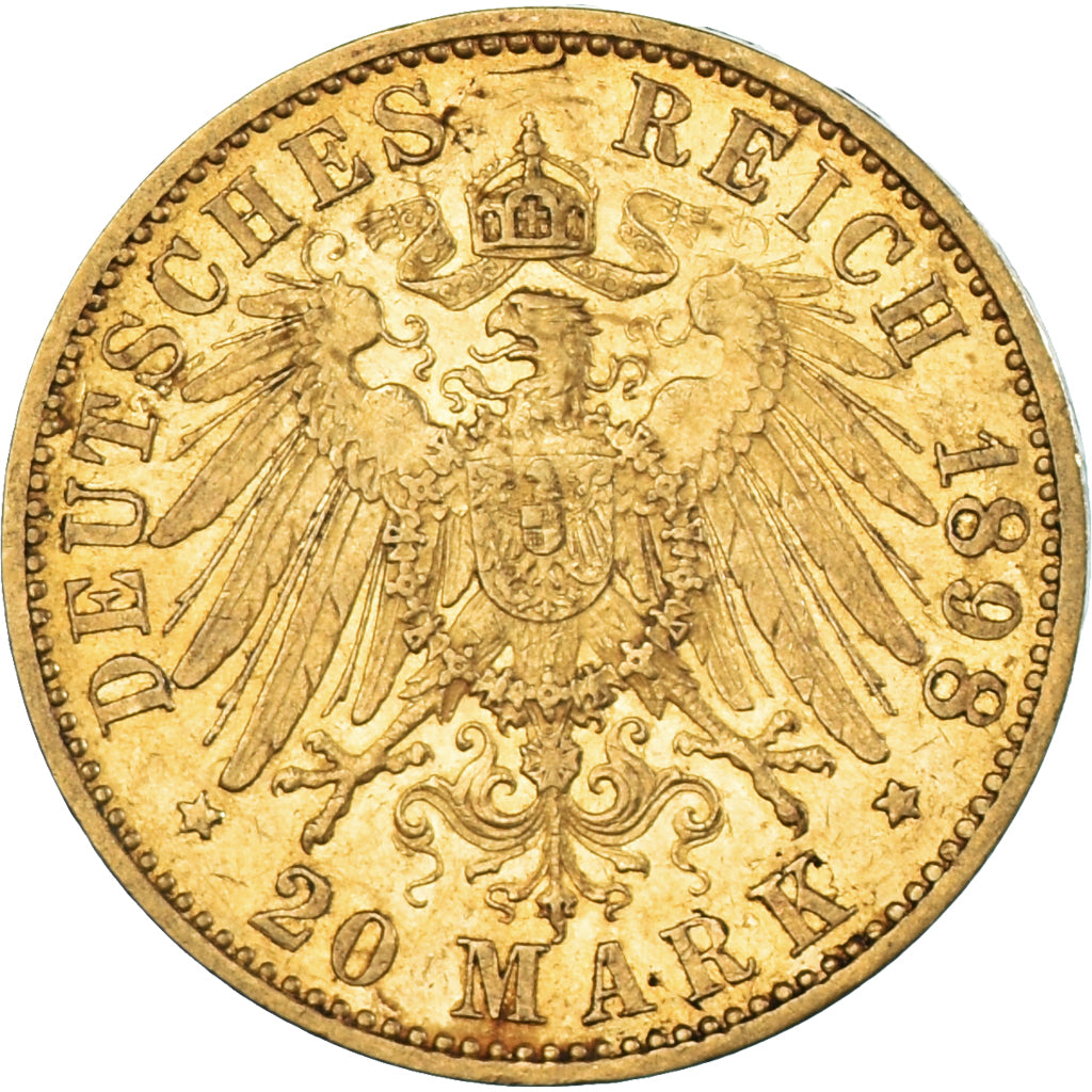 Moneta, Stati tedeschi, PRUSSIA, Wilhelm II, 20 Mark, 1898, Berlin, BB, Oro