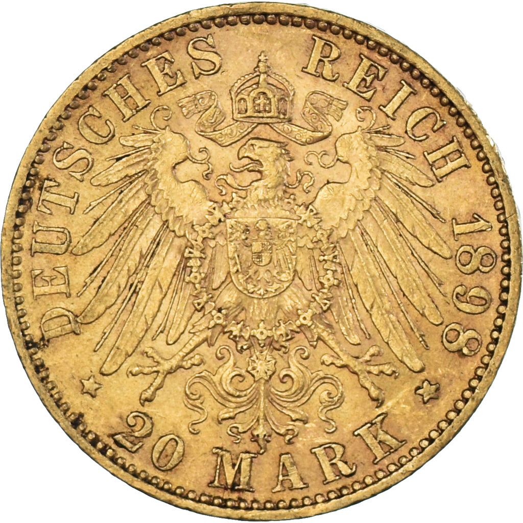 Moneta, Stati tedeschi, PRUSSIA, Wilhelm II, 20 Mark, 1898, Berlin, BB, Oro