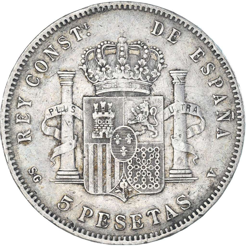 Coin, Spain, Alfonso XIII, 5 Pesetas, 1897, Madrid, VF(30-35), Silver, KM:707