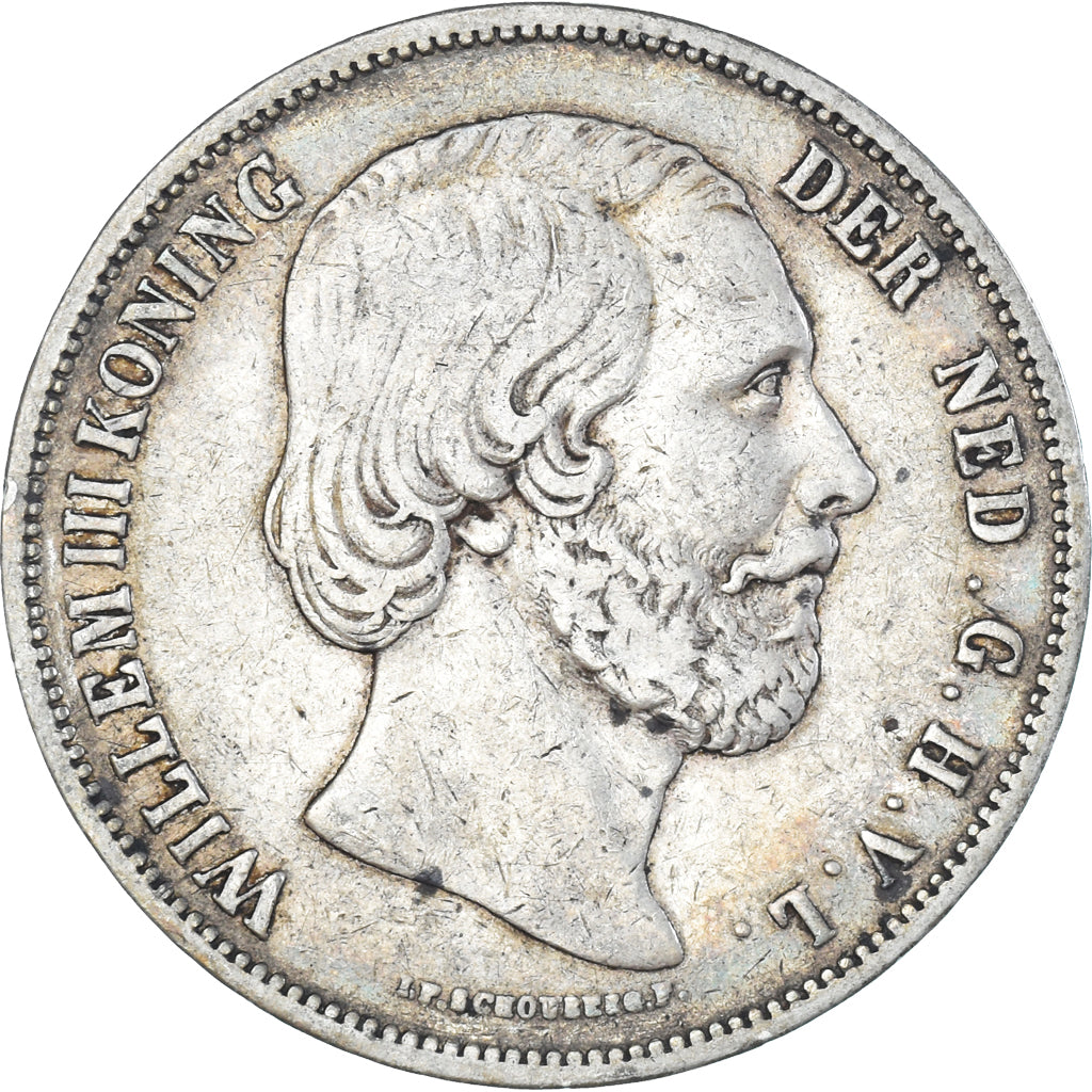 Coin, Netherlands, William III, 2-1/2 Gulden, 1851, EF(40-45), Silver, KM:82