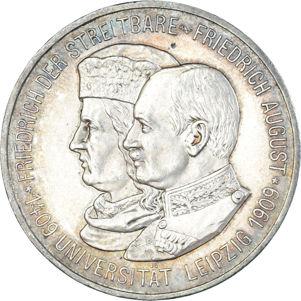 Coin, German States, SAXONY-ALBERTINE, Friedrich August III, 5 Mark, 1909