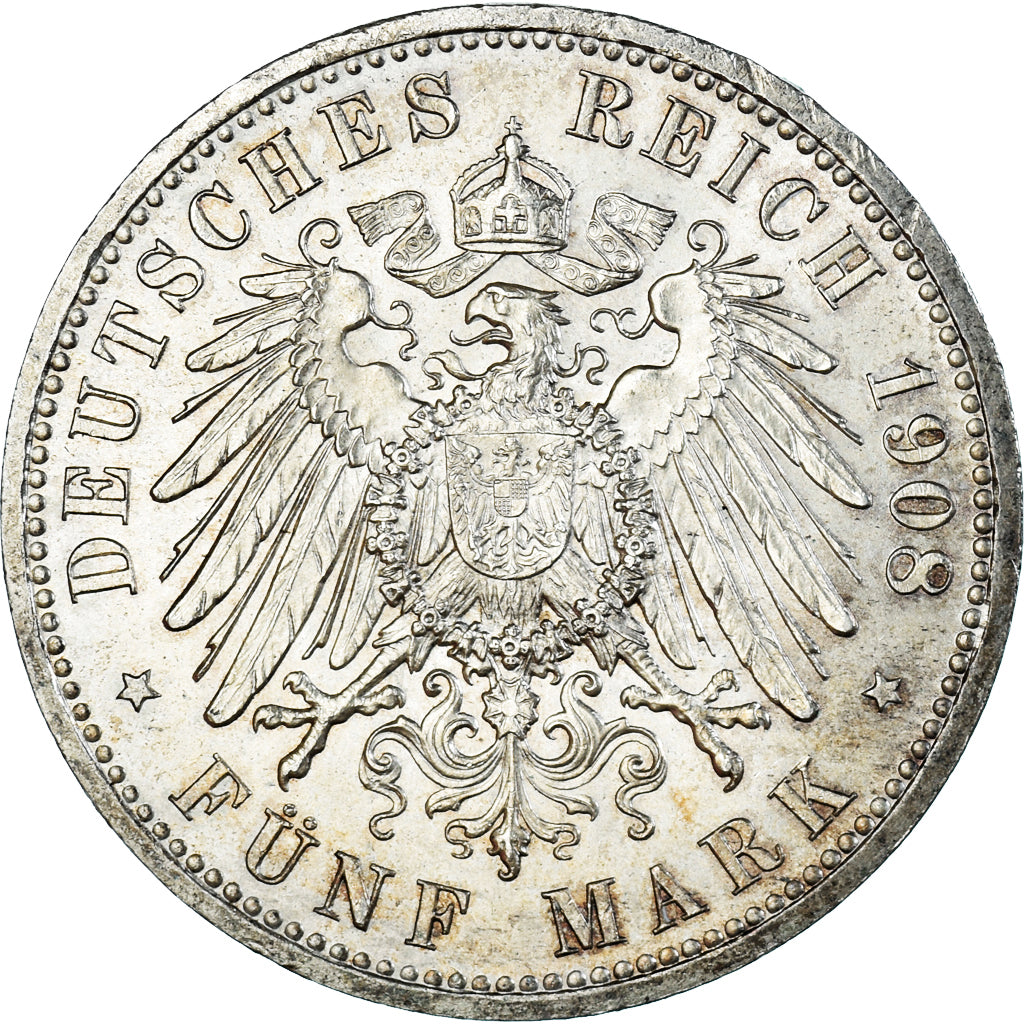 Moneta, Stati tedeschi, SAXE-WEIMAR-EISENACH, Wilhelm Ernst, 5 Mark, 1908