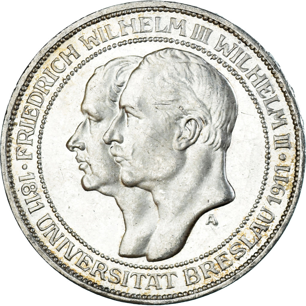 Coin, German States, PRUSSIA, Wilhelm II, 3 Mark, 1911, Berlin, MS(63), Silver