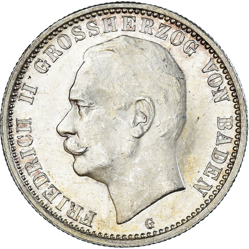 Coin, German States, BADEN, Friedrich II, 2 Mark, 1913, Stuttgart, MS(63)