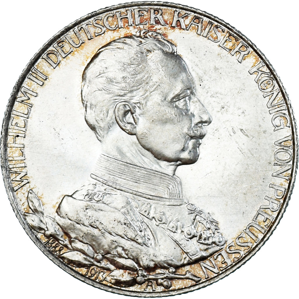 Coin, German States, PRUSSIA, Wilhelm II, 2 Mark, 1913, Berlin, MS(64), Silver