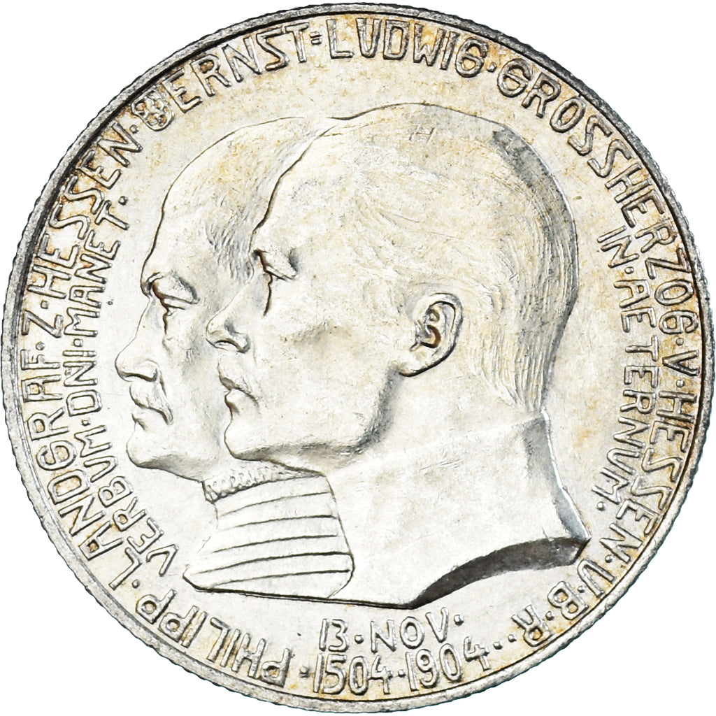 Coin, German States, HESSE-DARMSTADT, Ernst Ludwig, 2 Mark, 1904, Berlin