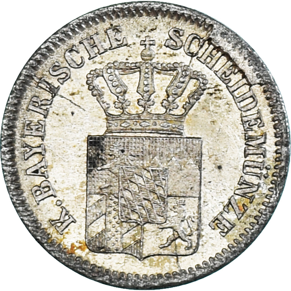 Moeda, Estados Alemães, BAVARIA, Ludwig II, Kreuzer, 1871, MS(60-62), Prata