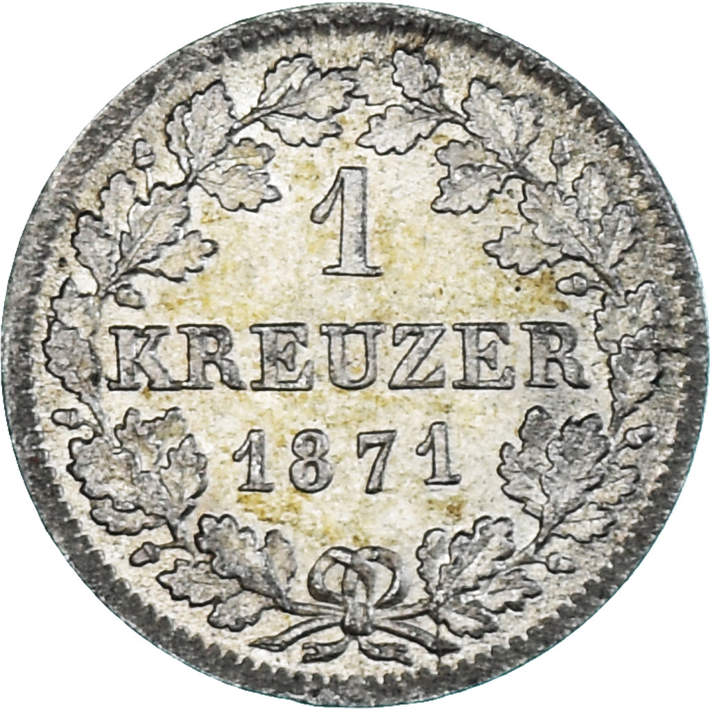 Moeda, Estados Alemães, BAVARIA, Ludwig II, Kreuzer, 1871, MS(60-62), Prata