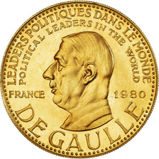 France, Medal, Charles De Gaulle, 1980, MS(64), Gold