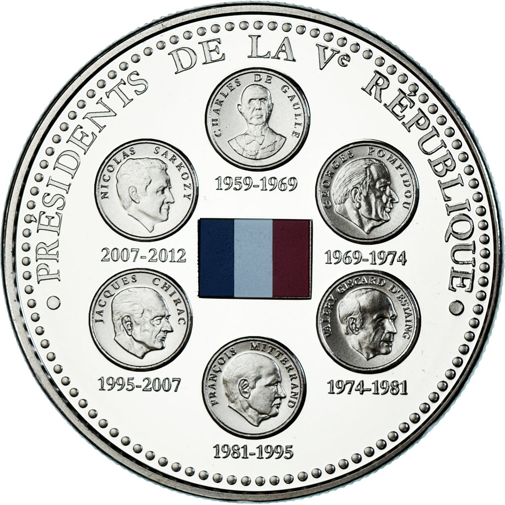 Francia, medaglia, Les Présidents de la Vème République, SPL, Rame-nichel