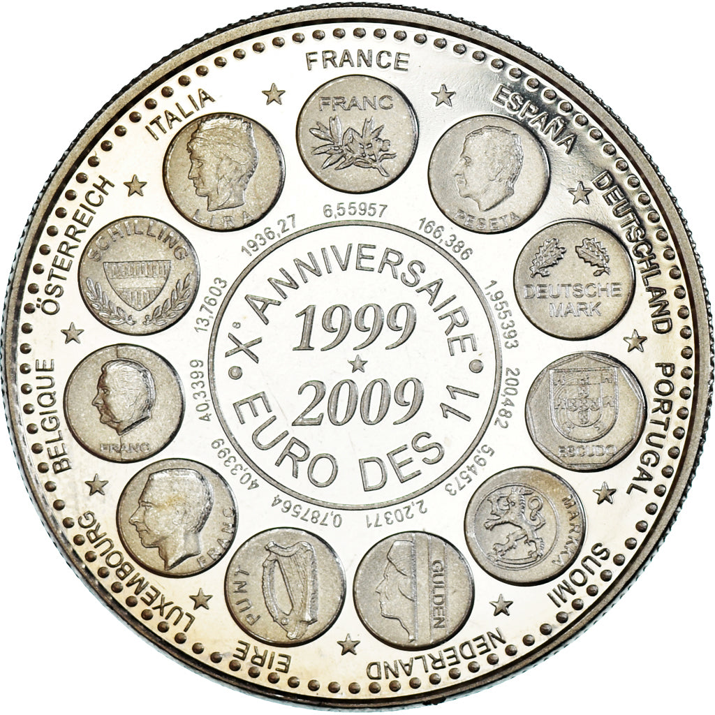 França, medalha, L'Europe des XXVII, 10 Ans de l'Euro, Politics, 2009, MS(64)