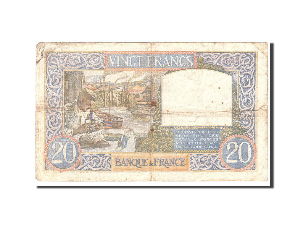 Billete, Francia, 20 Francs, 1940, 1940-12-05, BC, Fayette:12.10, KM:92b