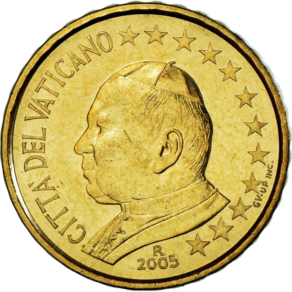 VATICAN CITY, 10 Euro Cent, 2005, Rome, MS(64), Brass, KM:344